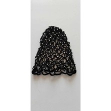 Mrey El Yapımı File Örgü Boncuklu Yazlık Şapka - Kadın File Bere - File Şapka - Tığ Işi, Siyah, Kadın