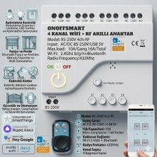 Ewelink  Destekli Akıllı 4 kanallı Röle WiFi ve Kumanda destekli