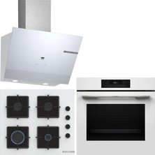 Bosch Beyaz 3 Lü Ankastre Set 515 ( HJG852YW0T - POP6C2P31O - DWK67PJ20T ) - 3D Fry Hava ile Kızartma -