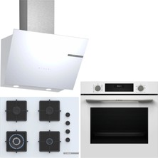Bosch Beyaz 3 Lü Ankastre Set 533 ( HUA717BV0T - POH7C2P31O - DWK66PJ20T  ) 67CM Wok Bek Ocak - Buhar Destekli Fırın -