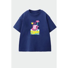 Monila Kız Çocuk Pamuklu Bisiklet Yaka Baskılı T-Shirt