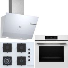 Bosch Beyaz 3 Lü Ankastre Set 553 ( HJG852YW0T - POH7C2P31O - DWK67PJ20T  ) 67CM Wok Bek Ocak - 3D Fry Hava ile Kızartma -
