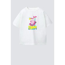 Monila Kız Çocuk Pamuklu Bisiklet Yaka Baskılı T-Shirt