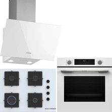 Bosch Beyaz 3 Lü Ankastre Set 399 ( HUA717BV0T - POP7C2P30O - DWK63PJ20T  ) 67CM Ocak - Buhar Destekli -