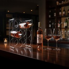 Rack And Cork 6 Şişelik Akrilik Şarap Rafı – Şeffaf 5 mm Pleksiglas Standı | Tezgah Üstü Şişe Rafı