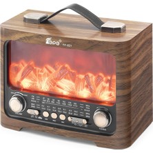 AyrStore Bluetooth Fm Nostaljik Hoparlör Alev Efektli USB Tf 25.7 x 14.5 x 19.4 cm - Kahverengi FP821
