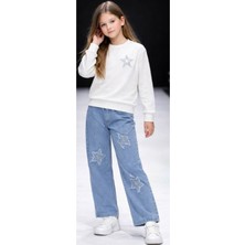 Linoş Kids Kız Çocuk Bayramlık Alt Üst Takım Kız Çocuk Yıldızlı Pantolon Kız Çocuk Yıldızlı Bluz Pantolon