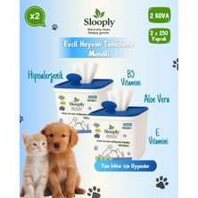 Slooply 2X250 Yaprak Kova Evcil Hayvan Kedi Köpek Pati ve Vücut Temizleme Mendili
