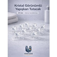 Ventoze 8 Adet Kristal Görünümlü Mobilya Kulbu Seti | Şeffaf Elmas Tasarım Çekmece Dolap Kapak Tutacağı
