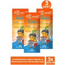 Arwell Kids Beta Glukan Vitamin ve Mineral Içeren Sıvı Takviye Edici Gıda 200 ml 3 Adet
