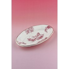 Bursa Porselen Dekor Pembe Ingiliz Porselen Kayık Tabak