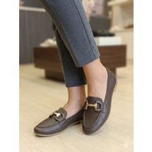 Pynare Kahve Tokalı Deri Ayakkabı