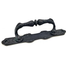 Antika Tarz Dekoratif Pirinç Dar Yan Çekme Kapı Kolu - 225X37 Mm, Oksit Nemere Home