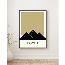 Rosaart Mısır Piramitleri Slüeti Ahşap Çerçeveli Tablo, Modern Minimal Dekor Poster - Egypt Giza Tasarım