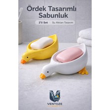 Ventoze Sevimli Ördek Tasarımlı Vakumlu Sabunluk | Dekoratif Banyo ve Mutfak Kaymaz Sabun Tutucu 2 Adet