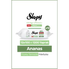Sleepy Meyve Serisi Yüzey Temizlik Havlusu Mendili Ananas 12X100 (1200 Yaprak)