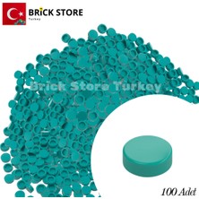 LEGO Yedek Parçalar: 100 Adet 1x1 Tile Round Yuvarlak Fayans Parçası, Koyu Turkuaz Renk (Dark Turquoise )