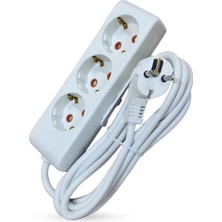 Üçlü, Topraklı, Klemensli 3 Metre Uzunluğunda, Askı Aparatlı Grup Priz Anahtarsız