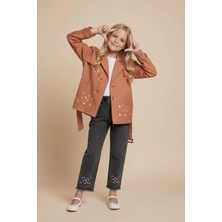 Lea Kids Kız Çocuk Bayramlık 3lü Trençkotlu Pantalon Badi Takım