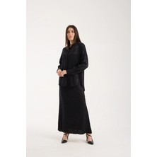 Win Moda Tesettür Takım - Gömlek ve 93 cm Uzun Etek A-Line - Desenli Dokulu Kumaş