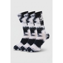 Allunique Batik Desenli Crew Spor Çorap 3'lü Paket Supima Pamuklu ve Havlu Örgülü (Yastıklamalı) Taban