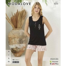 Royam Modalove Kadın Viskon Yumuşak Dokulu Geniş Askılı Şortlu Takım