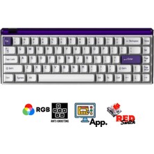 Sarftech K68 Pro V3 Kablolu Mekanik Oyuncu Klavyesi Hottswapp Red Switch App Türkçe Q Gaming Beyaz Klavye