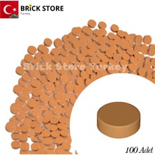 LEGO Yedek Parçalar: 100 Adet 1x1 Tile Round Yuvarlak Fayans Parçası, ( Medium Nougat )