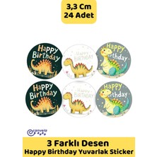 İstisna 3 Farklı Desen Happy Birthday Yuvarlak Desenli Olsun Sticker Çıkartma Seti Etiketi