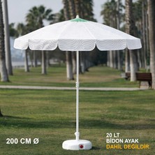 Branda Marketim Çizgili Beyaz Plaj Şemsiyesi 200 cm Ø