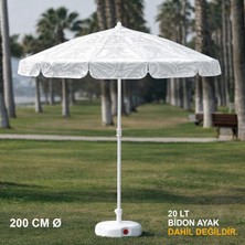 Branda Marketim Desenli Beyaz Plaj ŞEMSIYESI-200 cm Ø