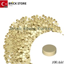 LEGO Yedek Parçalar: 100 Adet 1x1 Tile Round Yuvarlak Fayans Parçası, Krem Rengi (Tan)