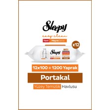 Sleepy Meyve Serisi Yüzey Temizlik Havlusu Mendili Portakal 12X100 (1200 Yaprak)