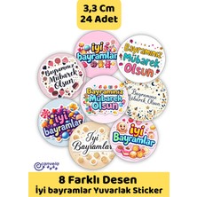 İstisna 8 Farklı Desen Iyi Bayramlar ve Bayramınız Mübarek Olsun Sticker Çıkartma Seti Etiketi