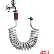 Plasyay Spiral Wc Banyo Veranda Yıkama Bahçe Sulama Hortum Seti Kelepçe Adaptörlü 3.5 Metre Setler