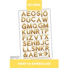 İstisna 62 Adet Alfabe Harfler Semboller Sticker Set Sticker Çıkartma Seti Etiketi