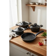 Scarlett 7 Parça Siyah Granit Tencere Seti - BMB521