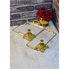 SEÇKİNEV Seçkinev Bayram Ikilisi 2 Parça Metal Döküm Ayaklı Sunum Tabağı Seti (Şekerlik)