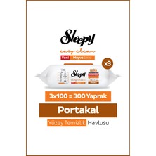 Sleepy Meyve Serisi Yüzey Temizlik Havlusu Mendili Portakal 3X100 (300 Yaprak)