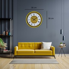 Çetiner Group Sarı 36 cm Desenli Dekoratif Duvar Saati