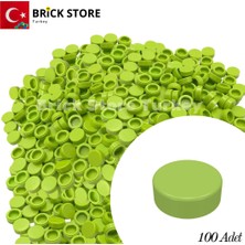 LEGO Yedek Parçalar: 100 Adet 1x1 Tile Round Yuvarlak Fayans Parçası, Fıstık Yeşili Renk (Lime )