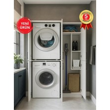 Dorpek Tani Kapaklı Çamaşır ve Kurutma Makinesi Dolabı & Rovi Banyo Dolabı, Ütü Masası Dolabı | Beyaz