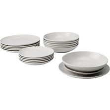 Ikea Fargklar Yemek Takımı Mat Açık Gri 18 Parça