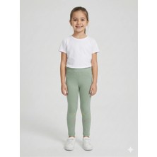 İncili Kız Çocuk Pamuklu Çiçek Nakışlı Esnek Tayt - Okul ve Günlük Kullanım Çocuk Taytı - Çağla