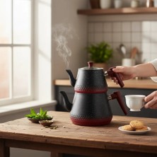 Bena Life Lüx Çift Renk Granit Çaydanlık Takımı Kırmızı