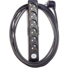 Viko Ekonomik Siyah 6'lı Grup Priz Topraklı Çocuk Korumalı 7 Metre Kablo (L Fiş)