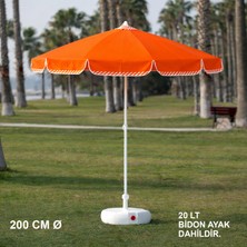 Branda Marketim Turuncu Çizgili Plaj Şemsiyesi 200 cm Ø (Bidon Ayak Dahil)