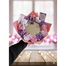 Ada Home Collection Saten Güllü Kelebekli Aynalı Ledli Yapay Çiçek Buketi