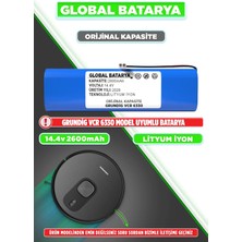 Global Batarya Grundig Vcr 6330 Uyumlu Akıllı Robot Süpürge Bataryası 14.4V 5200MAH Li-Ion Pil (Orijinal Kapasite)