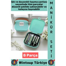 Wintoup #manikürseti Kompakt Kadın Erkek Makas Törpü Tırnak El Bakım Şık Taşıma Çantalı Manikür Seti 8 Parça